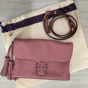 TORY BURCH!!! McGraw crossbody/clutch convertible, pink